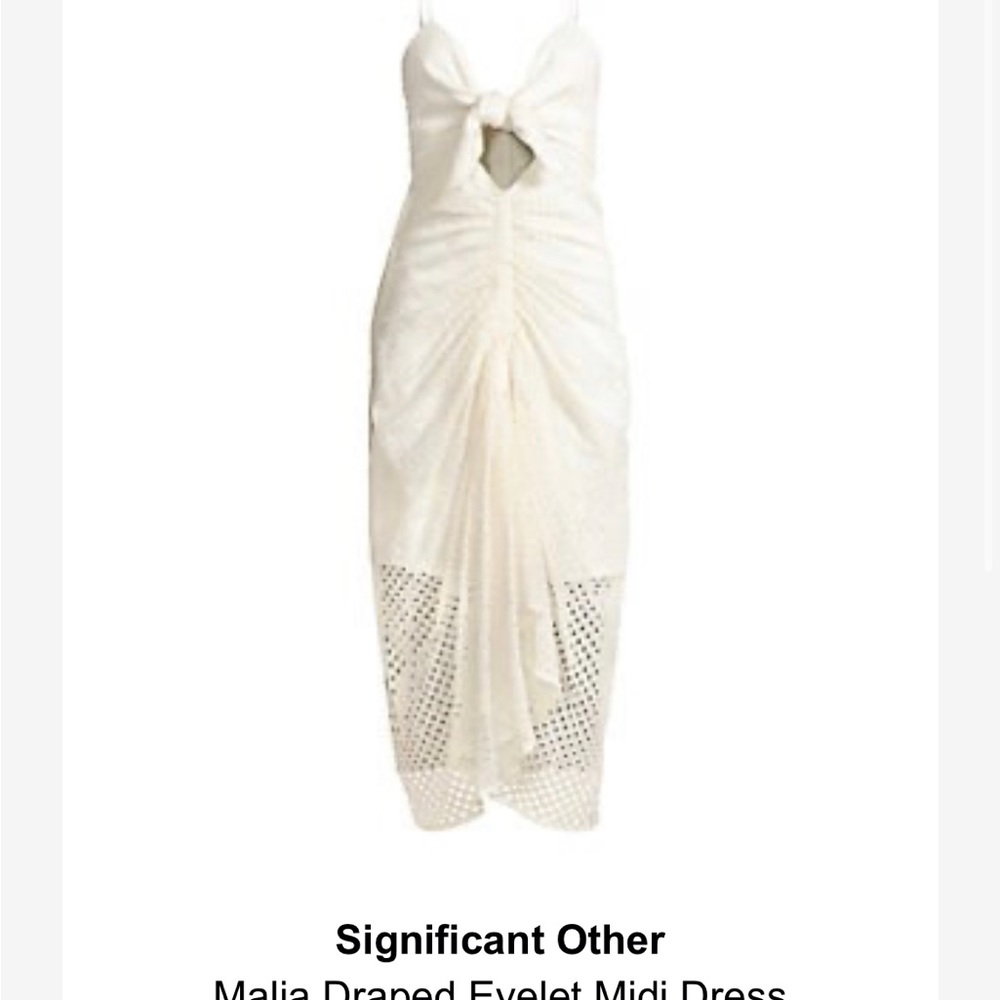 Malia Draped Eyelet Midi Dress